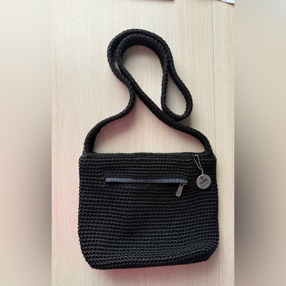 The Sak Black Crochet Shoulder Bag